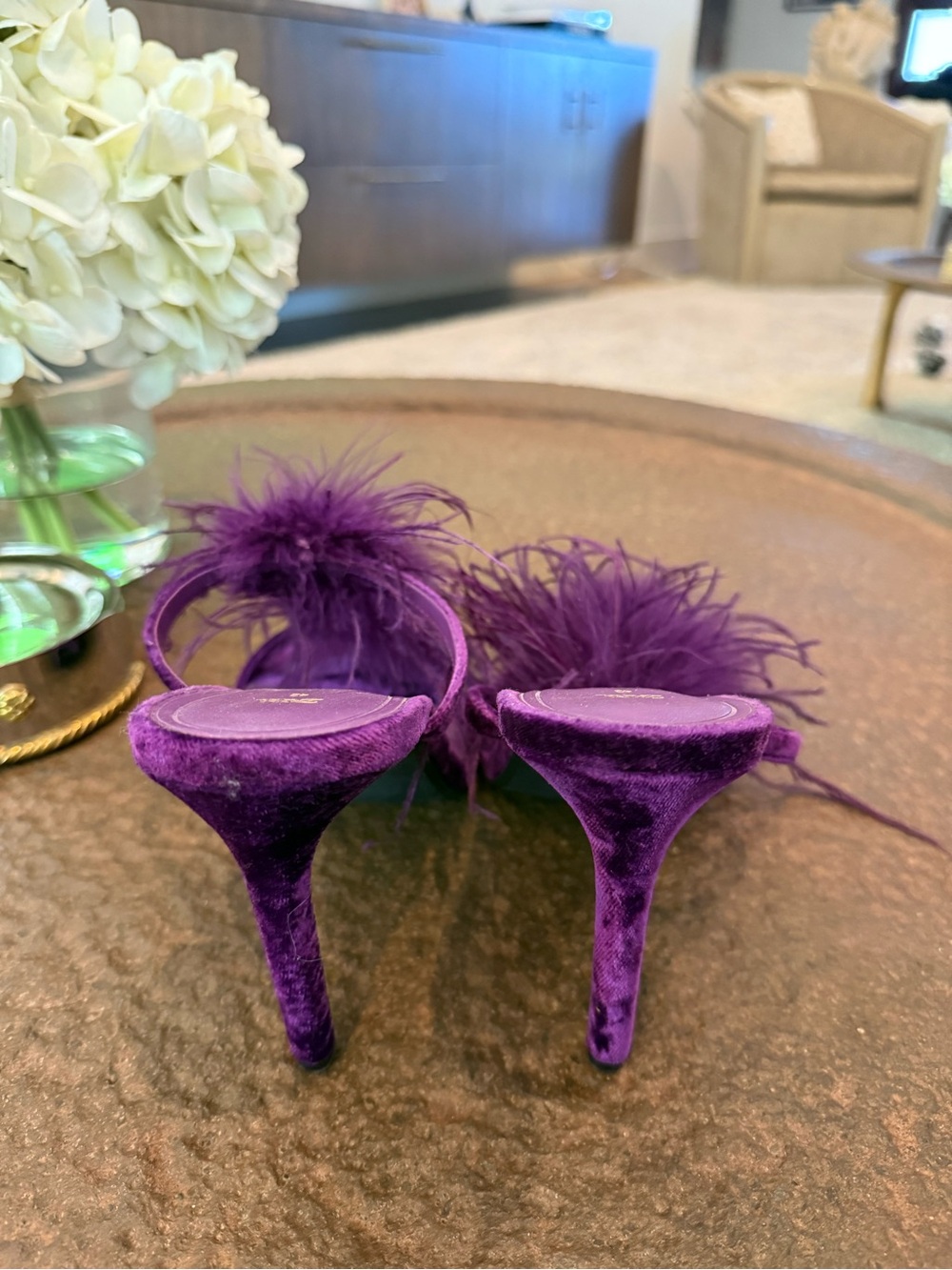 Zara Purple Feather Slide Mules - Picture 3 of 4